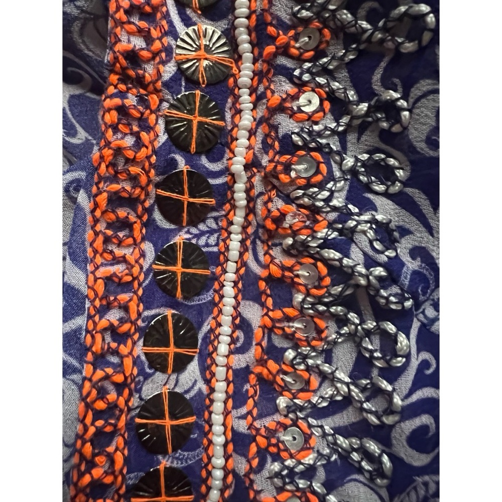TAJ by Sabrina Crippa Beaded 100% Silk Lightweight Top XS - Picture 6 of 13